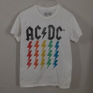 ADULT UNISEX AC/DC SHORT SLEEVE WHITE GRAPHICS T-SHIRT SIZE SMALL